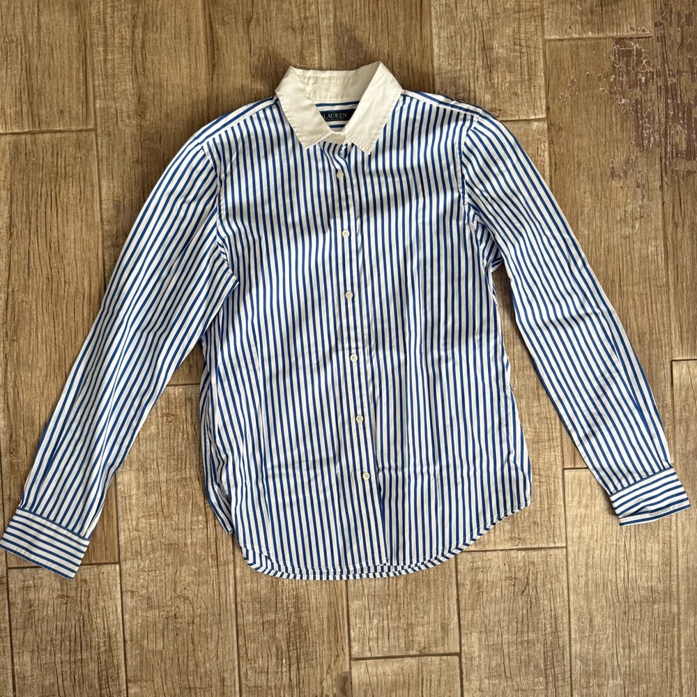 Ralph Lauren button down shirt 8 stripes blue
